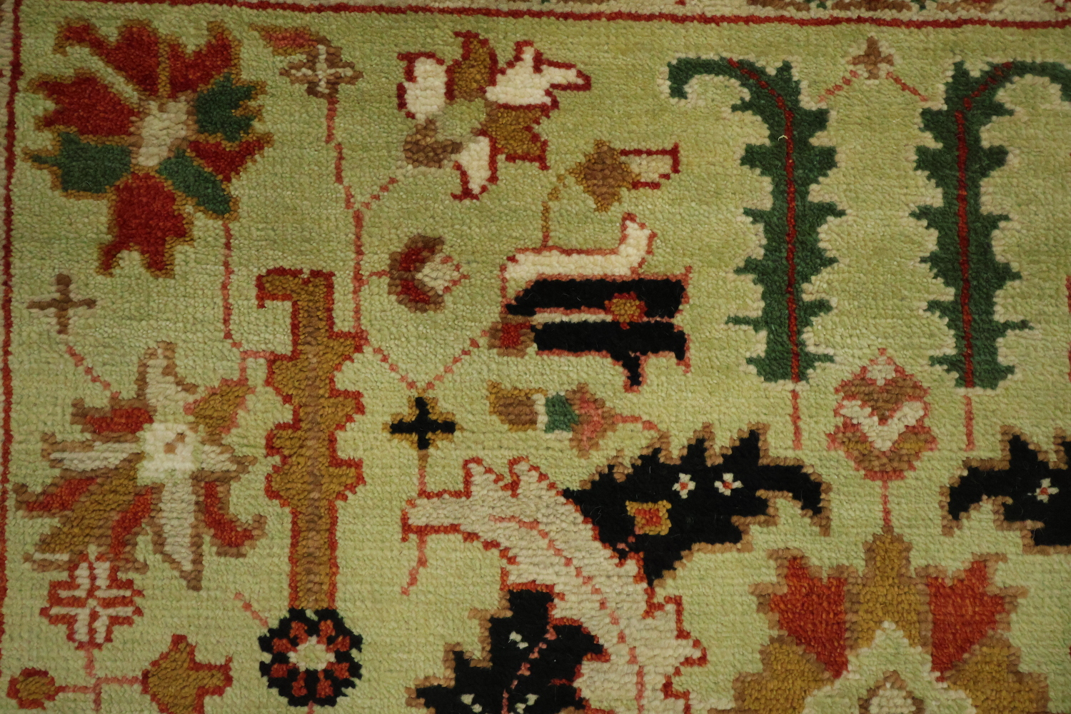 Green All-Over Ziegler Hand-Knotted Wool Area Rug 5'x8'