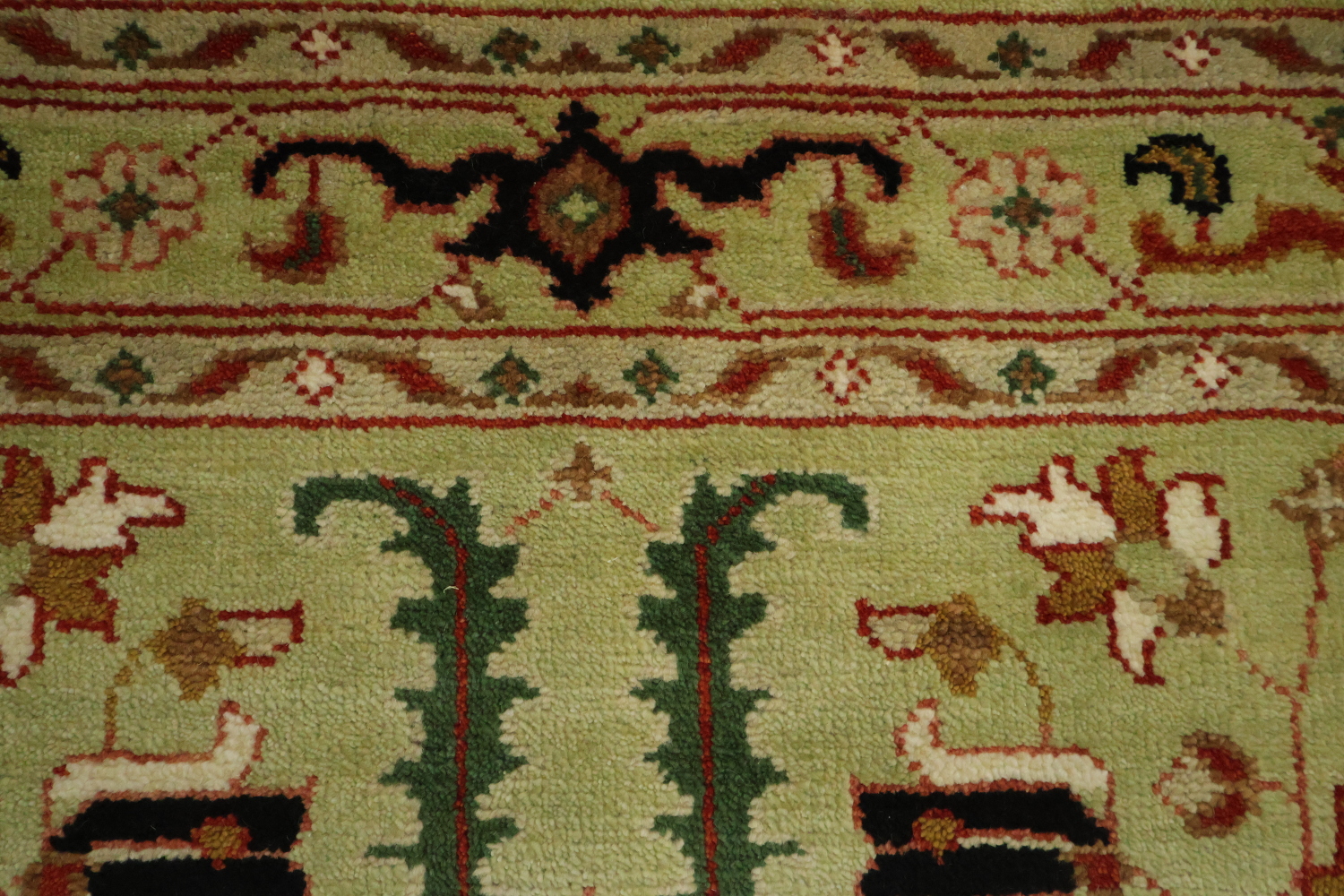 Green All-Over Ziegler Hand-Knotted Wool Area Rug 5'x8'