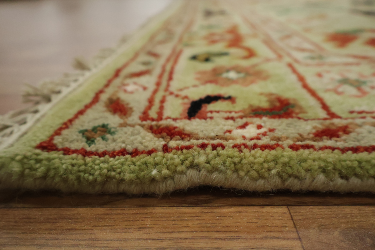 Green All-Over Ziegler Hand-Knotted Wool Area Rug 5'x8'