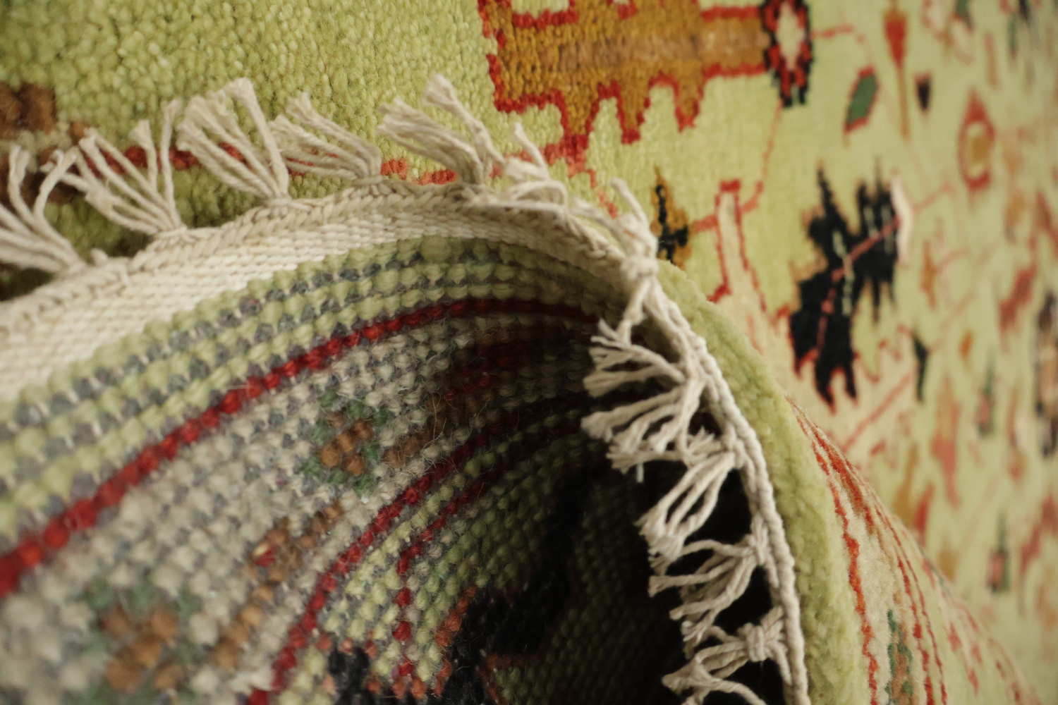 Green All-Over Ziegler Hand-Knotted Wool Area Rug 5'x8'