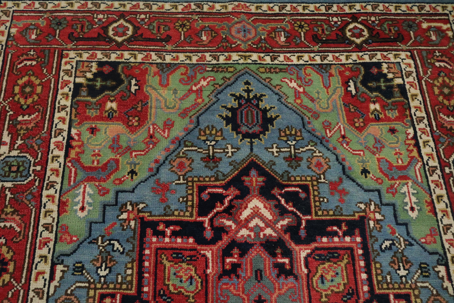 Traditional Light Blue and Pink Hand-Knotted Wool Rug 6'x9'
