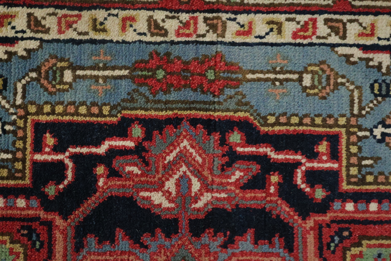 Traditional Light Blue and Pink Hand-Knotted Wool Rug 6'x9'