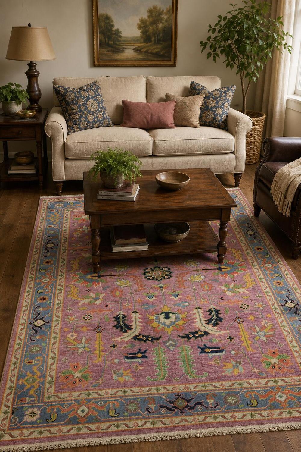 6'x9' Purple Vintage-Inspired Floral Rug for Elegant Spaces
