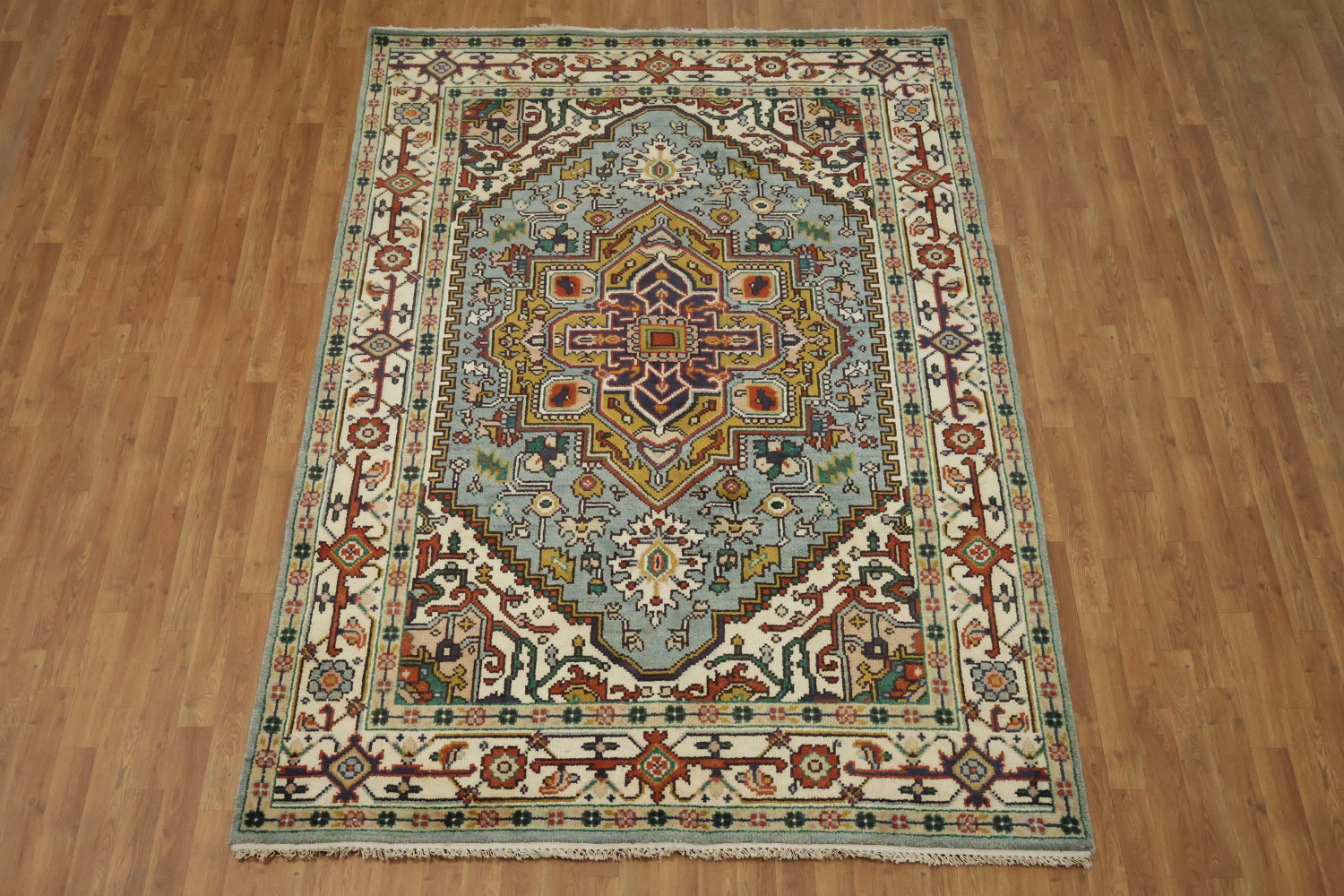 Light Blue Heriz Serapi Oriental Area Rug 6x9 ft