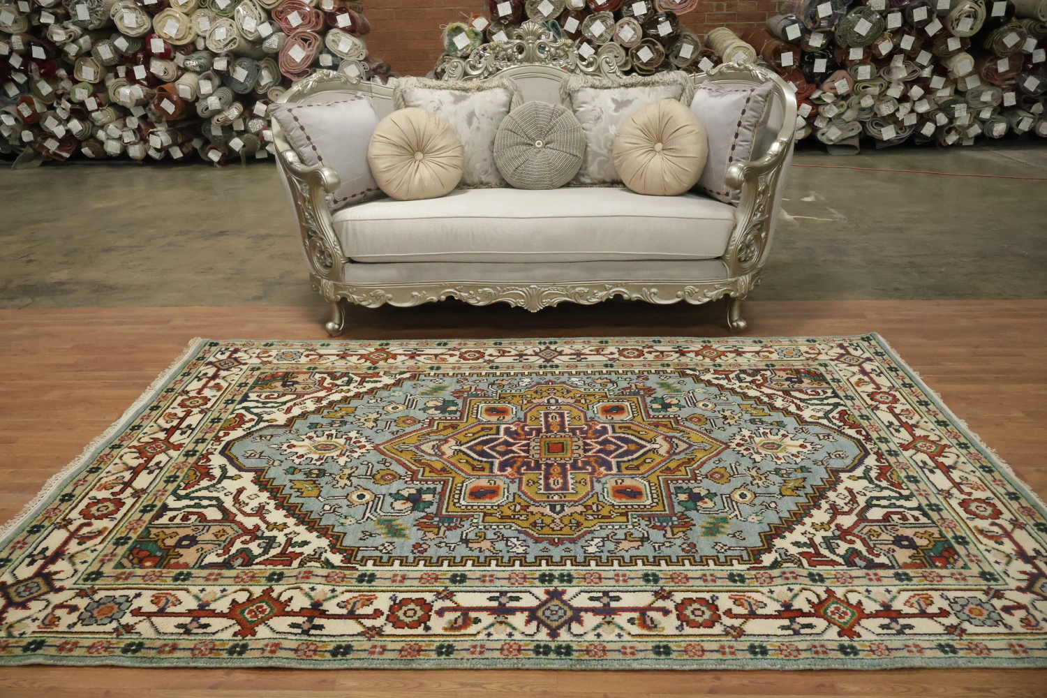 Light Blue Heriz Serapi Oriental Area Rug 6x9 ft