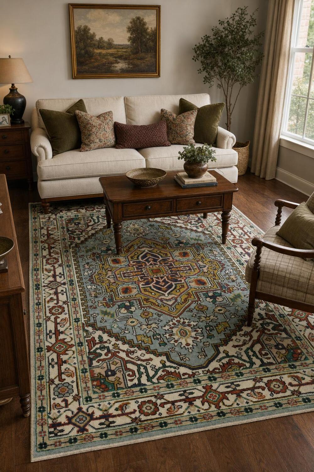 Light Blue Heriz Serapi Oriental Area Rug 6x9 ft