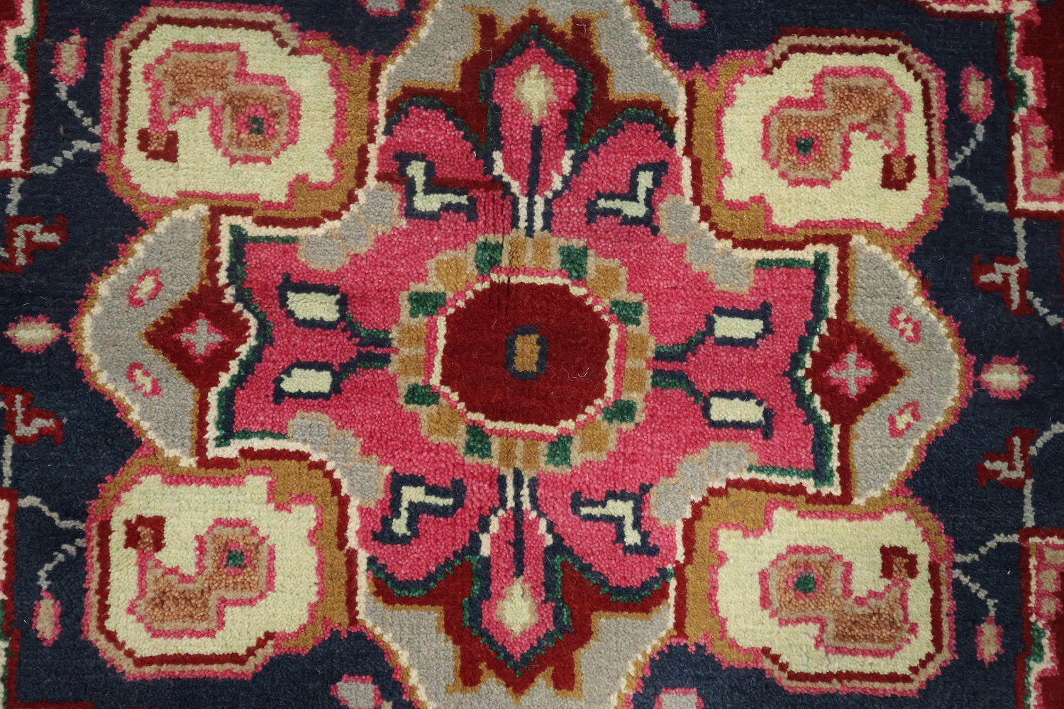 Bold Red and Navy Heriz Serapi Wool Area Rug 5x7