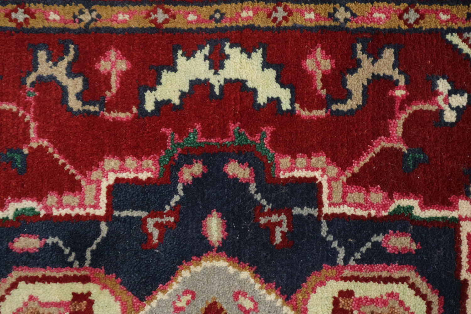 Bold Red and Navy Heriz Serapi Wool Area Rug 5x7