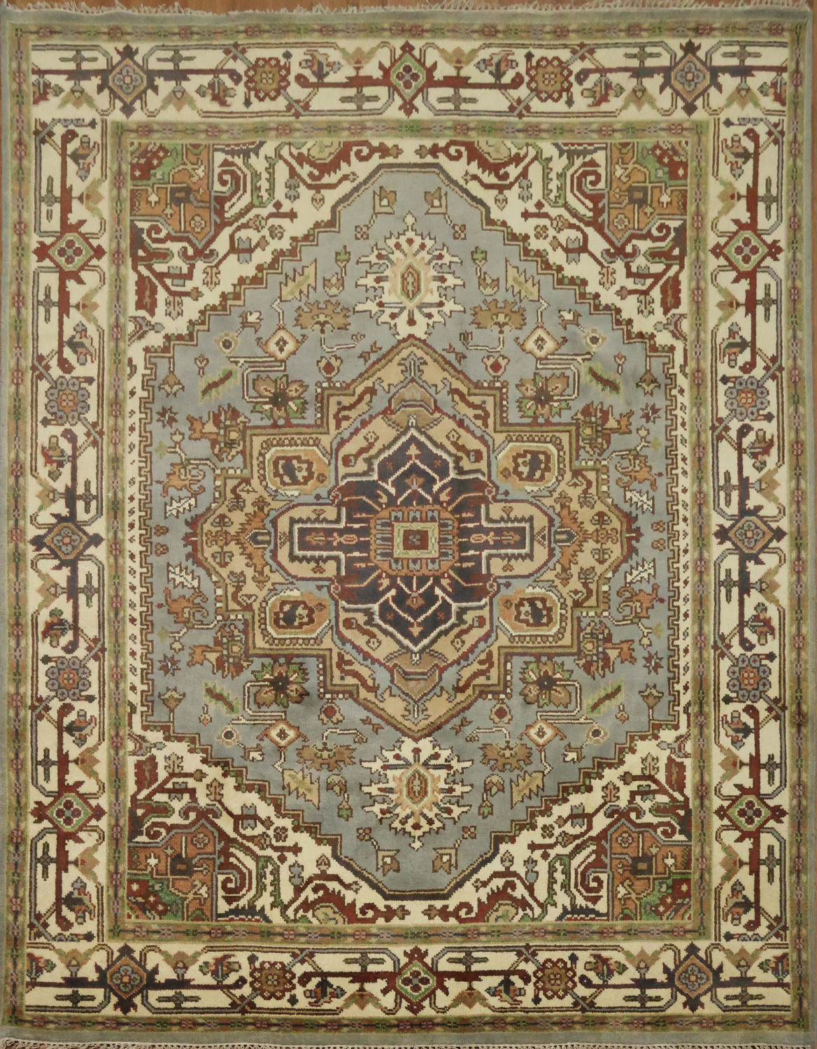 8'x10' Light Blue Heriz-Serapi Traditional Rug with Geometric Patterns