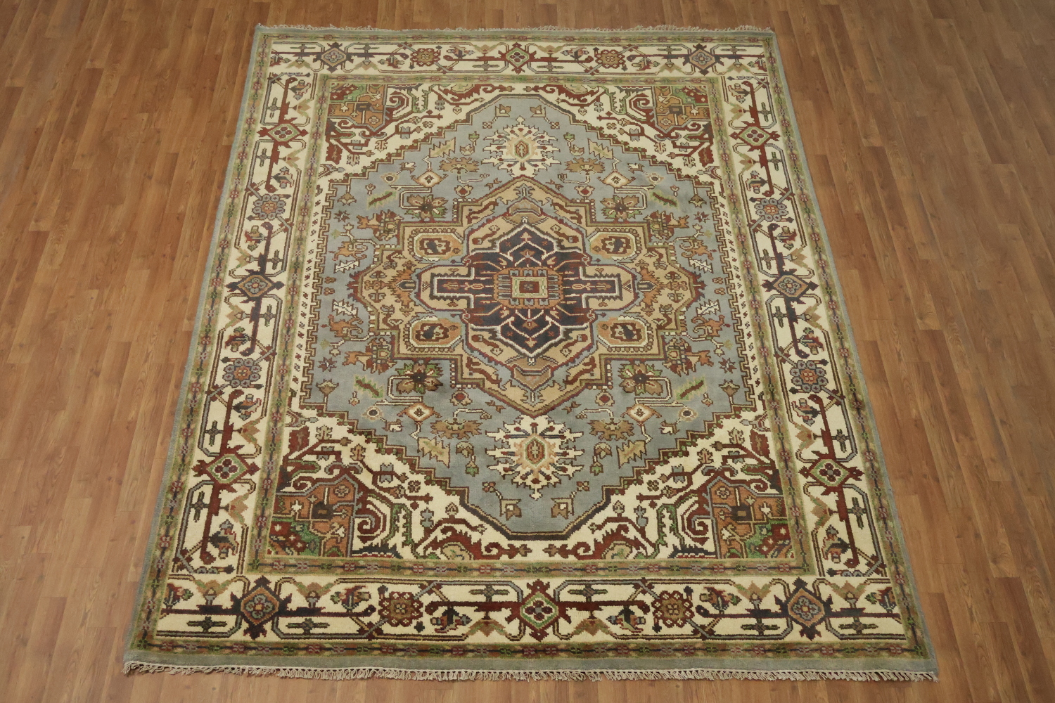 8'x10' Light Blue Heriz-Serapi Traditional Rug with Geometric Patterns