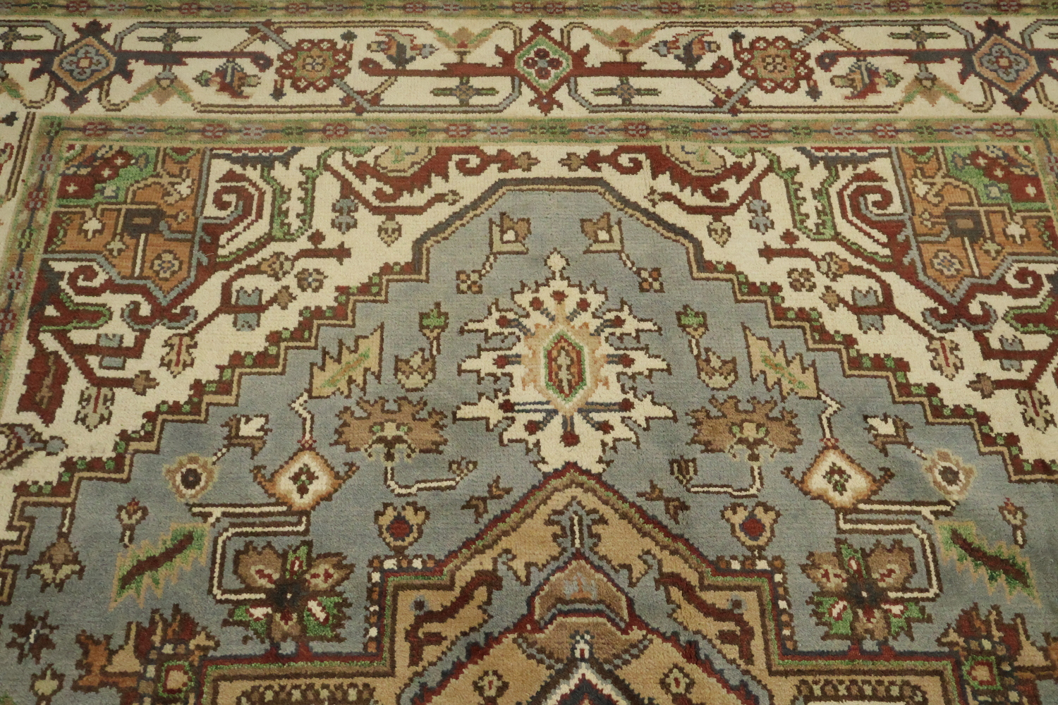 8'x10' Light Blue Heriz-Serapi Traditional Rug with Geometric Patterns