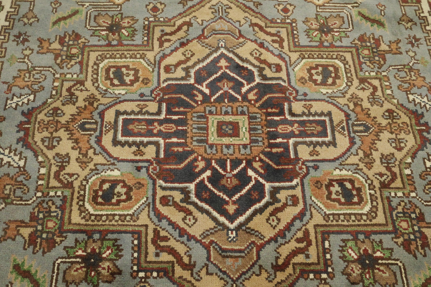 8'x10' Light Blue Heriz-Serapi Traditional Rug with Geometric Patterns