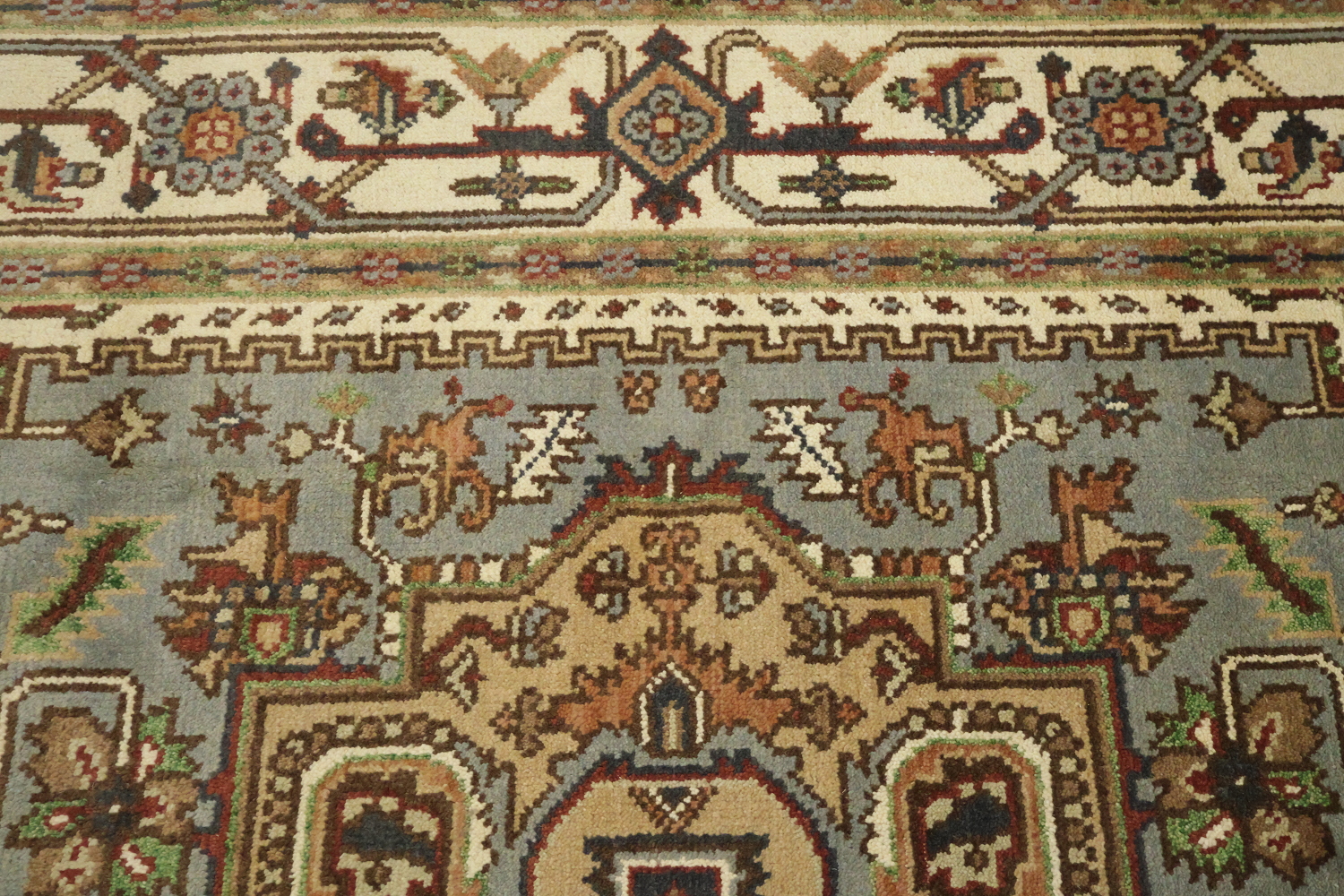 8'x10' Light Blue Heriz-Serapi Traditional Rug with Geometric Patterns