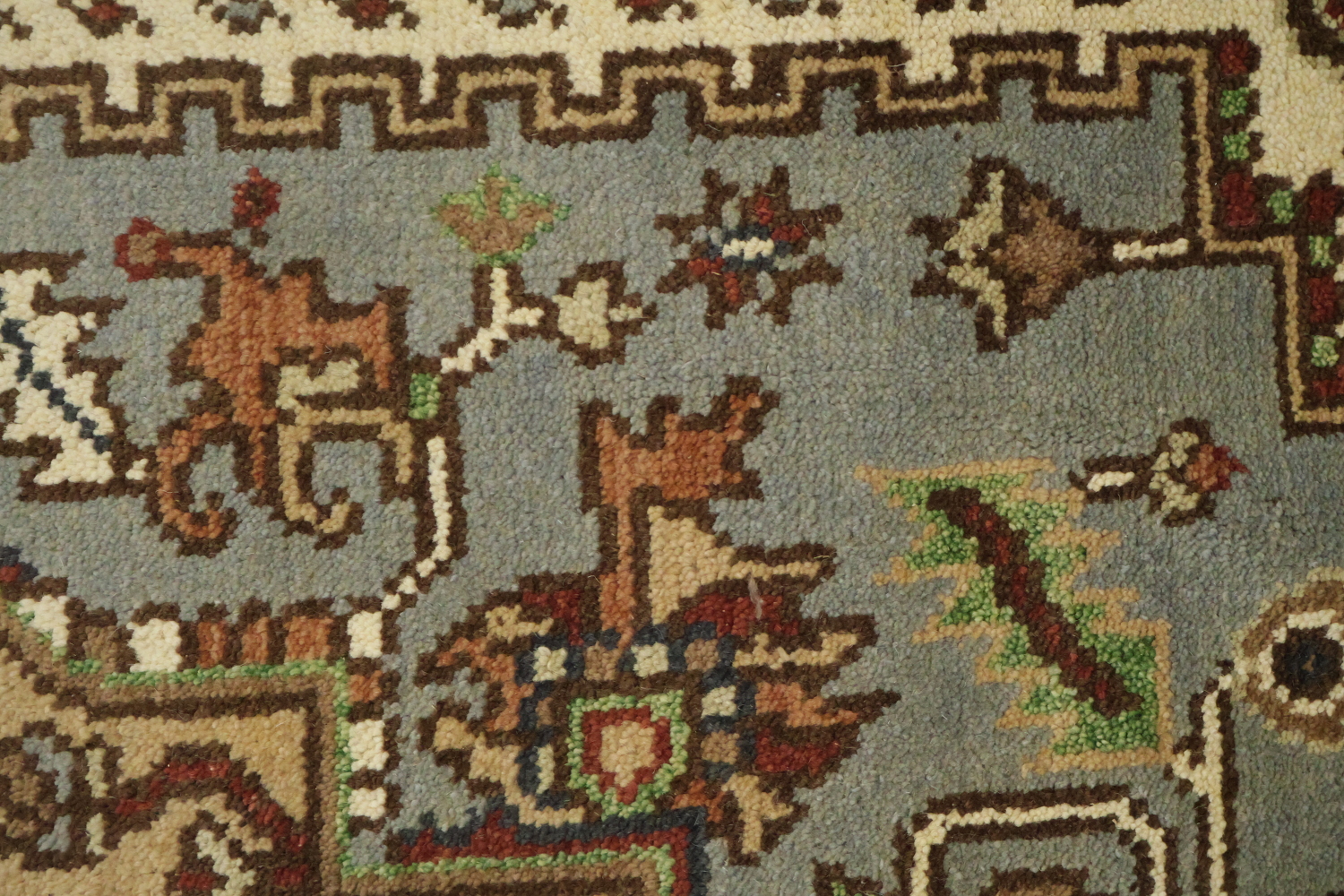 8'x10' Light Blue Heriz-Serapi Traditional Rug with Geometric Patterns