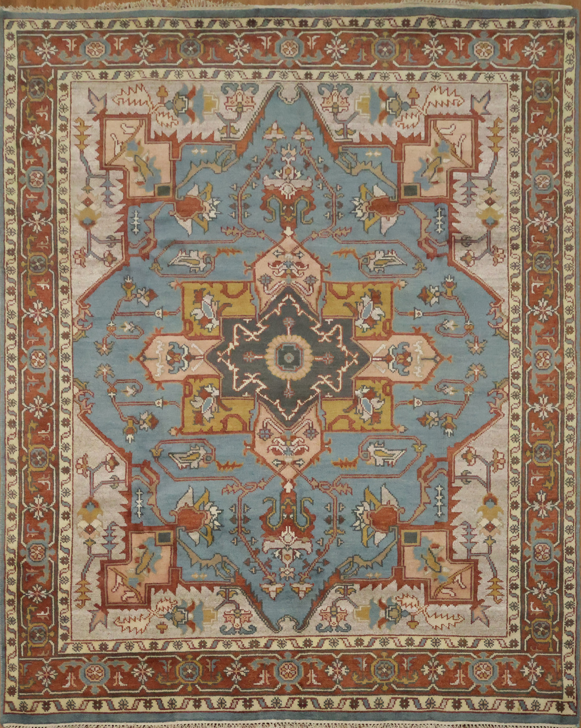 8'x10' Light Blue Heriz-Serapi Traditional Living Room Rug Wool