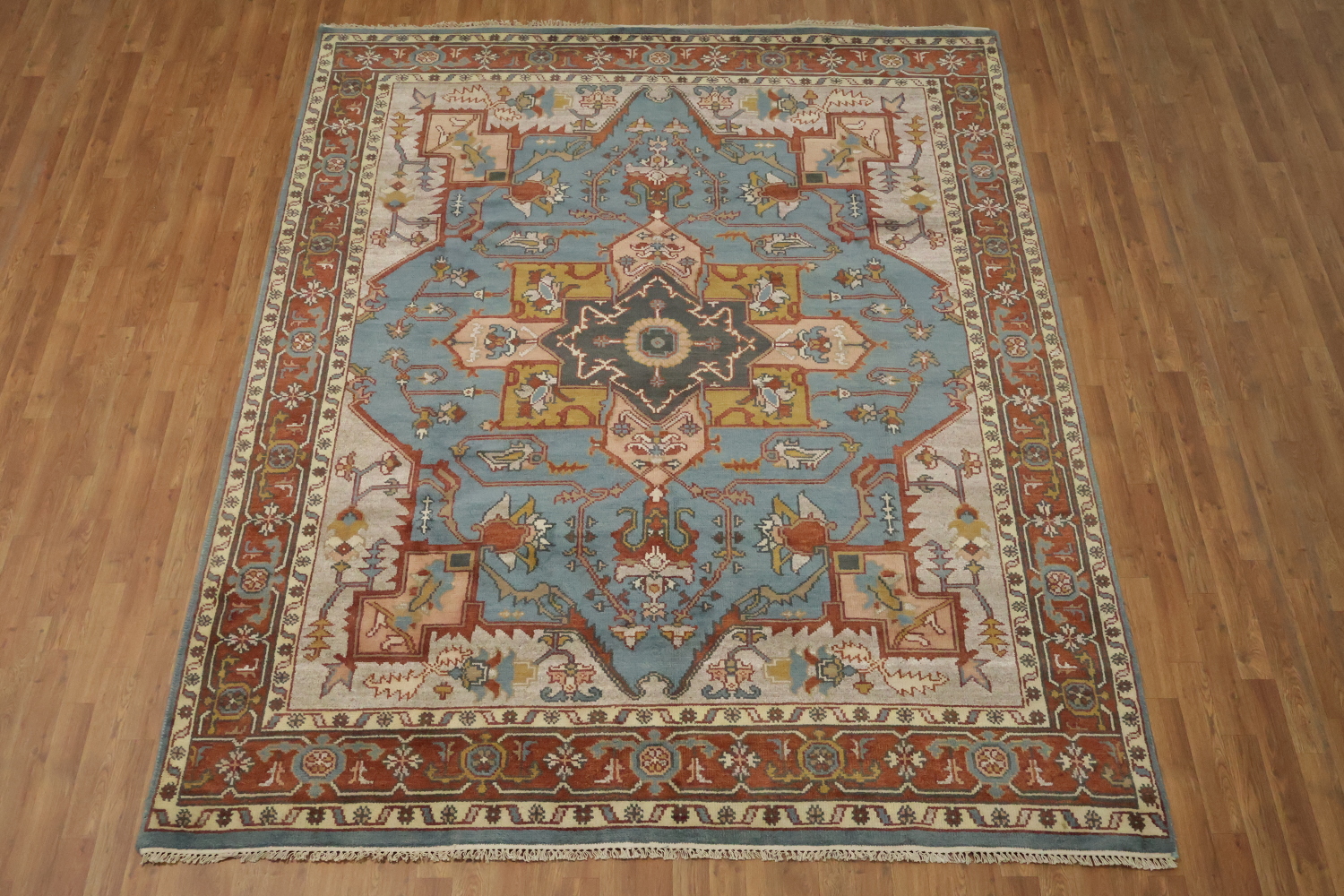 8'x10' Light Blue Heriz-Serapi Traditional Living Room Rug Wool