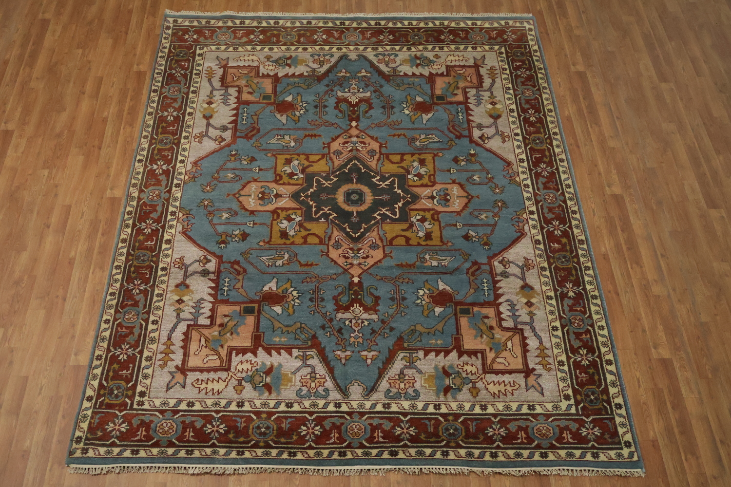 8'x10' Light Blue Heriz-Serapi Traditional Living Room Rug Wool