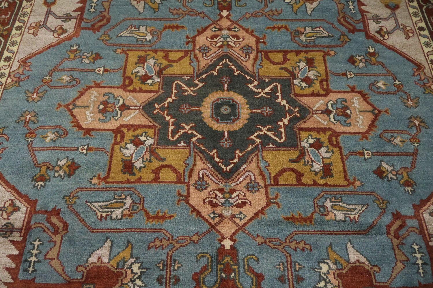 8'x10' Light Blue Heriz-Serapi Traditional Living Room Rug Wool