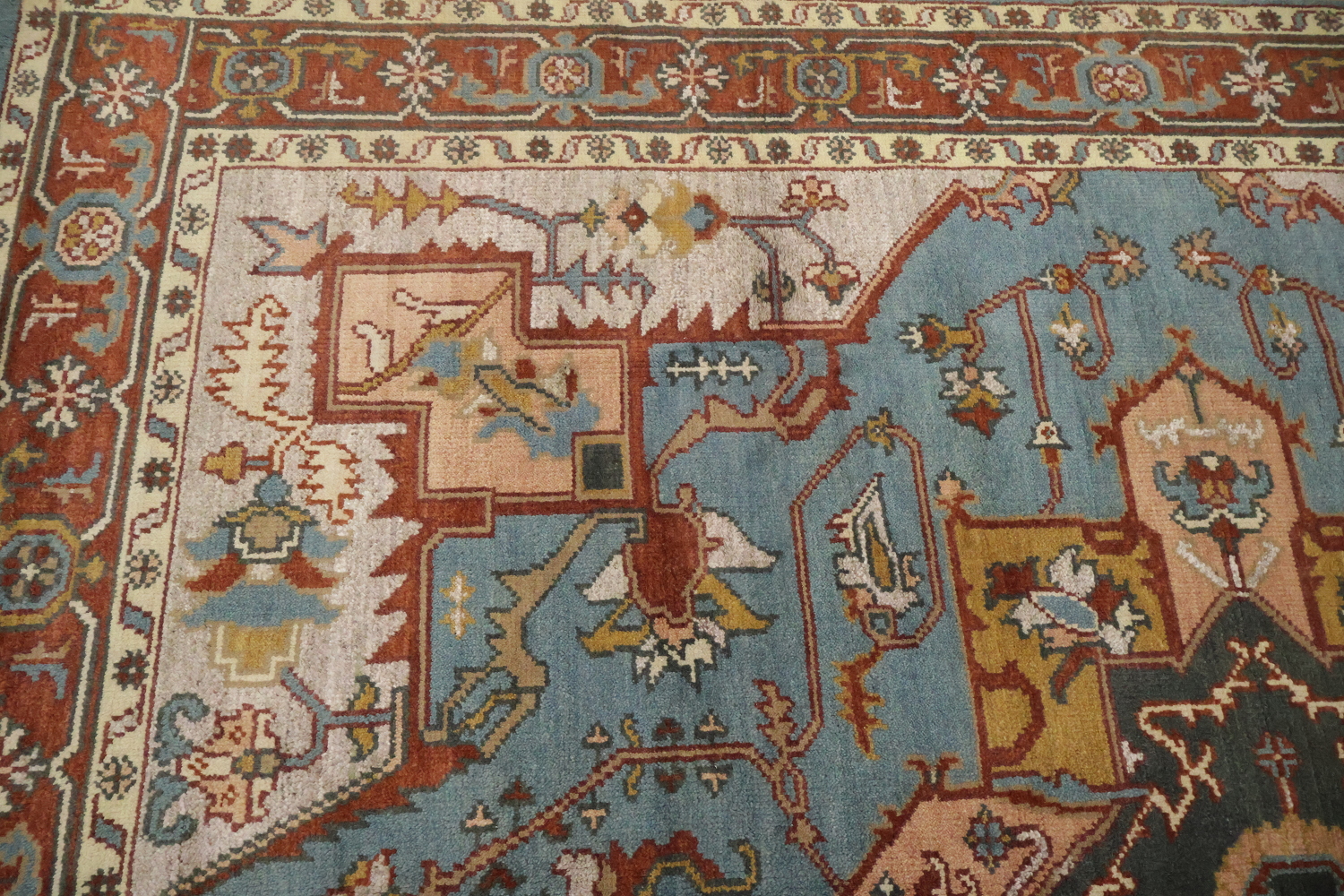 8'x10' Light Blue Heriz-Serapi Traditional Living Room Rug Wool