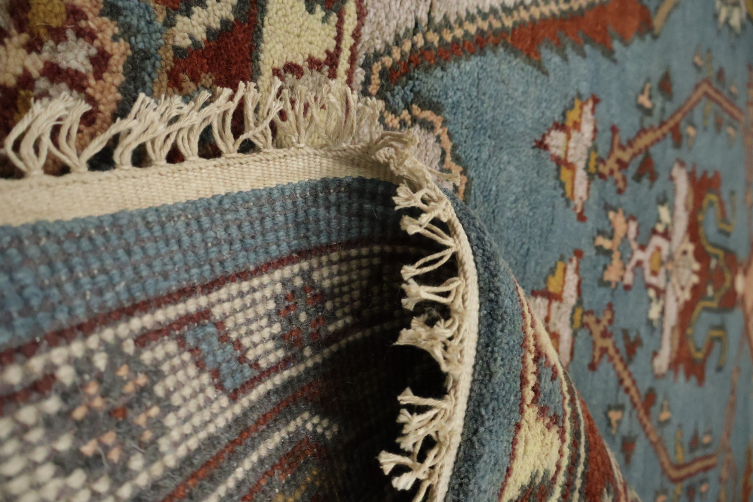 8'x10' Light Blue Heriz-Serapi Traditional Living Room Rug Wool