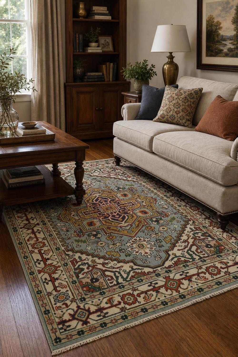 Luxurious Traditional Persian Style Rug Hand-Knotted Wool 6'x9'