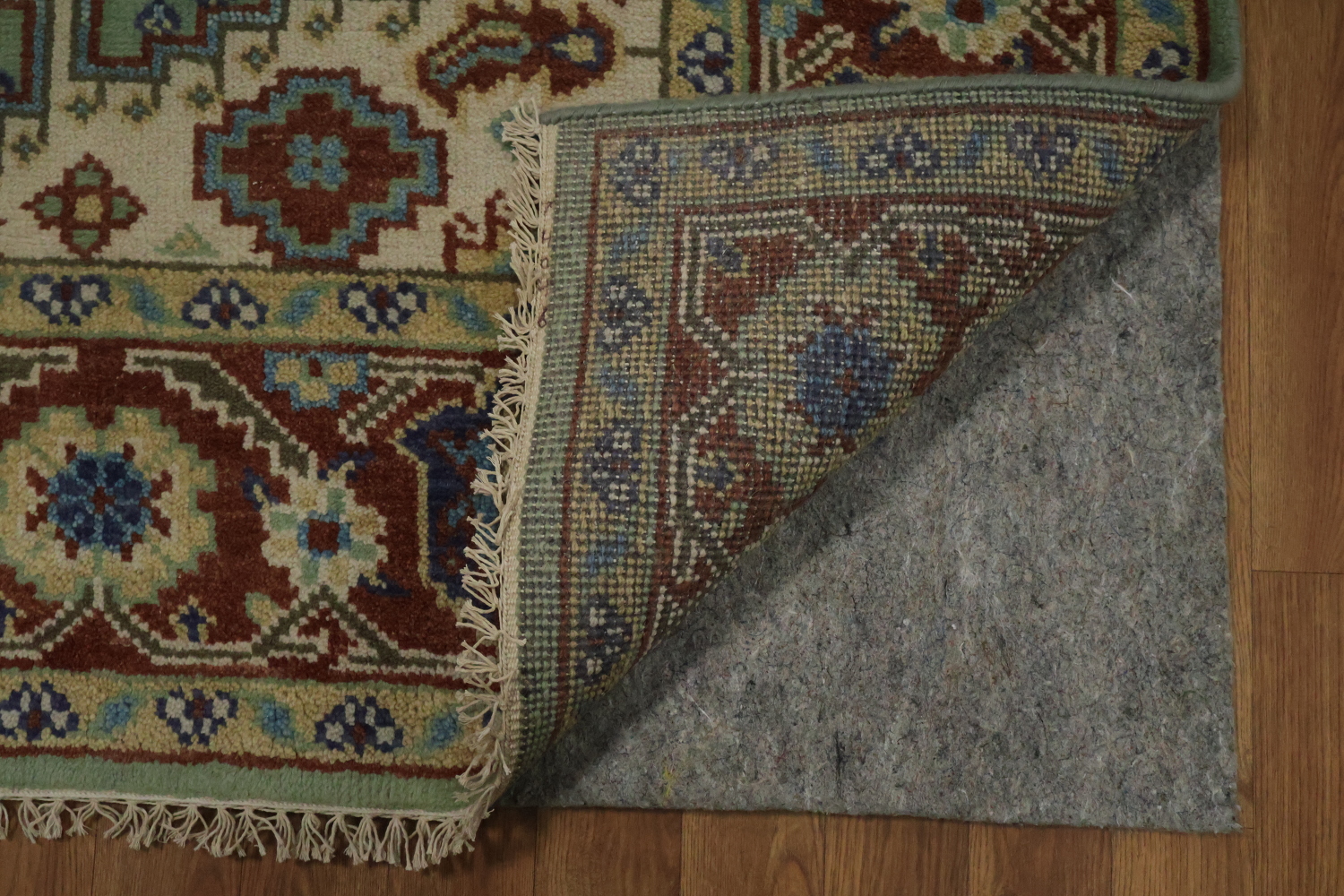 Traditional tribal Mint Green Viss Rug with Detailed Blue Centerpiece 6'x9'