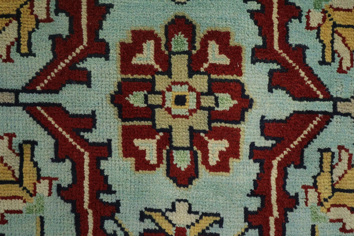6' x 9' Aqua Blue Ziegler Hand-Knotted Indian Wool Rug