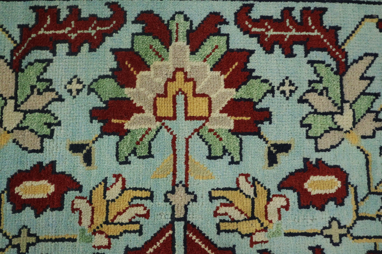 6' x 9' Aqua Blue Ziegler Hand-Knotted Indian Wool Rug