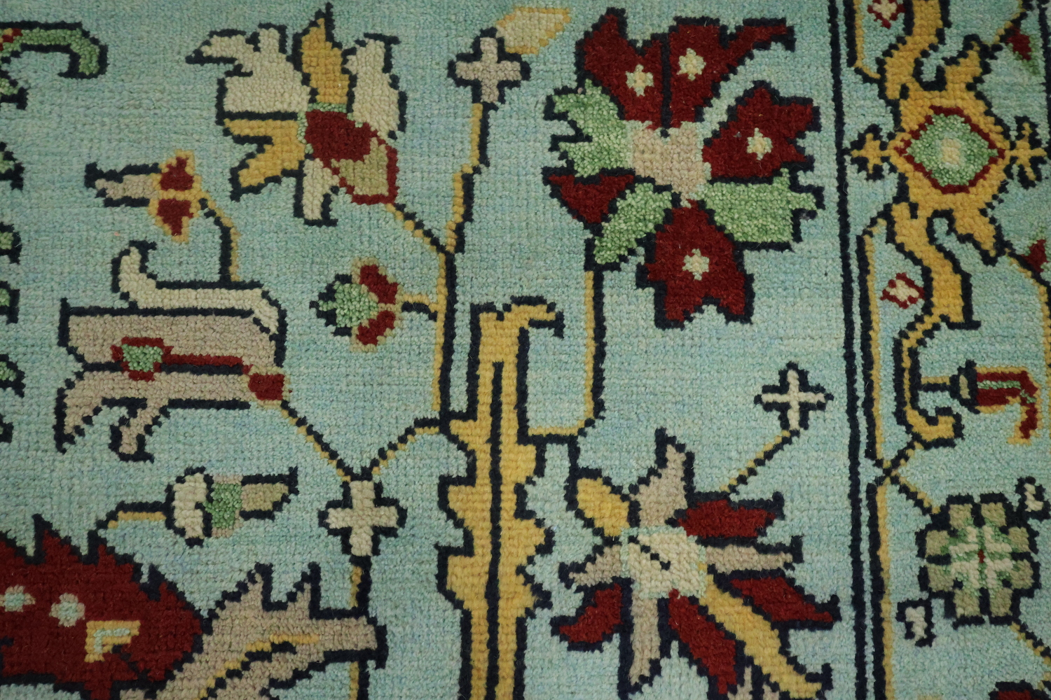 6' x 9' Aqua Blue Ziegler Hand-Knotted Indian Wool Rug