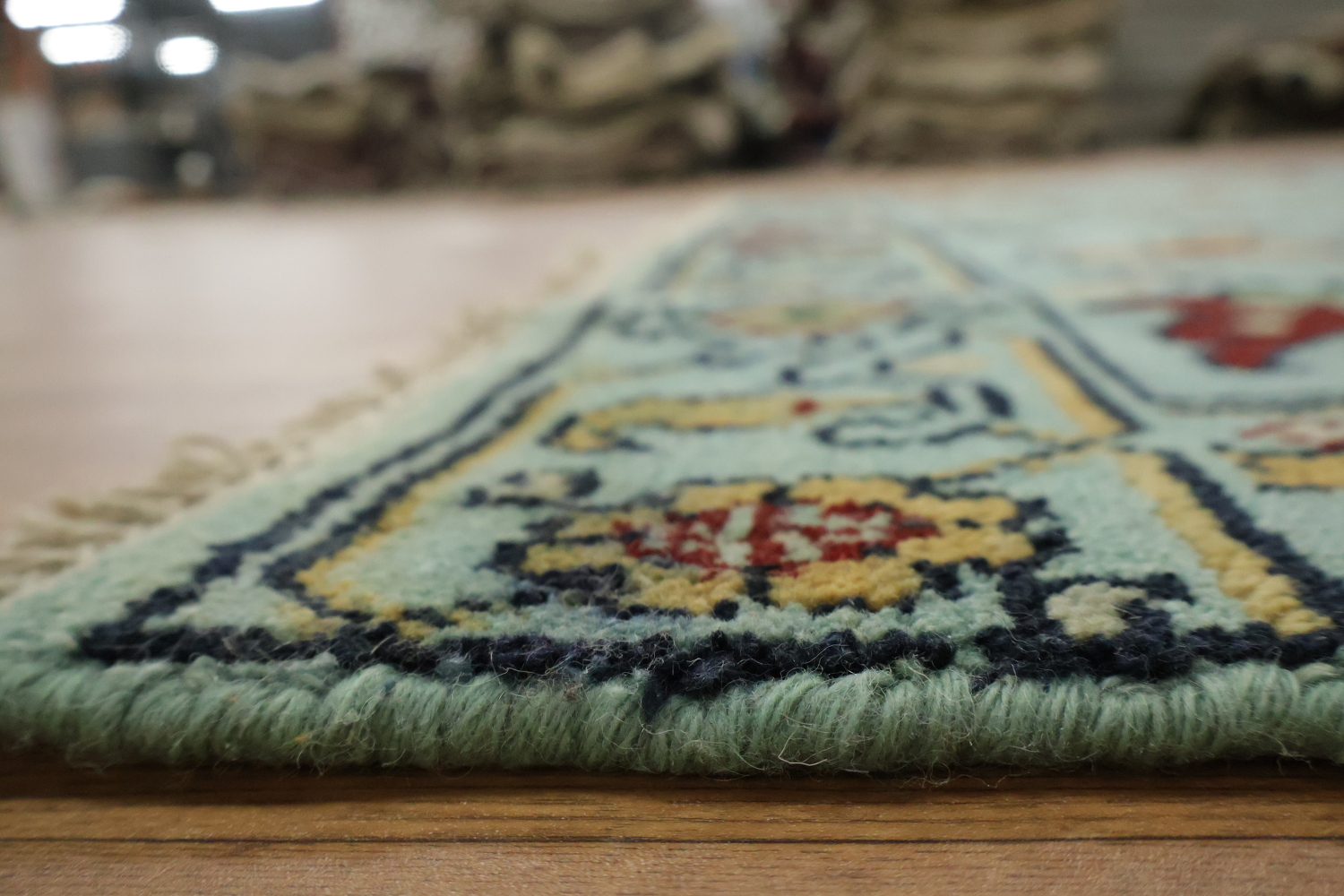 6' x 9' Aqua Blue Ziegler Hand-Knotted Indian Wool Rug