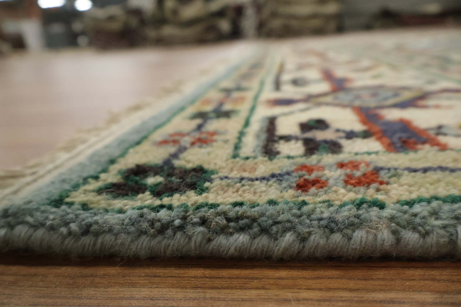 Light Blue Heriz Medallion Rug with Intricate Geometric Patterns 6'x9'