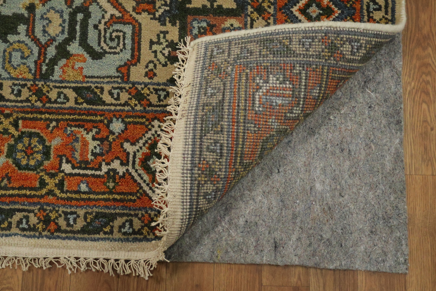 Exquisite Traditional Orange and Blue Heriz Serapi Area Rug 6'x9'