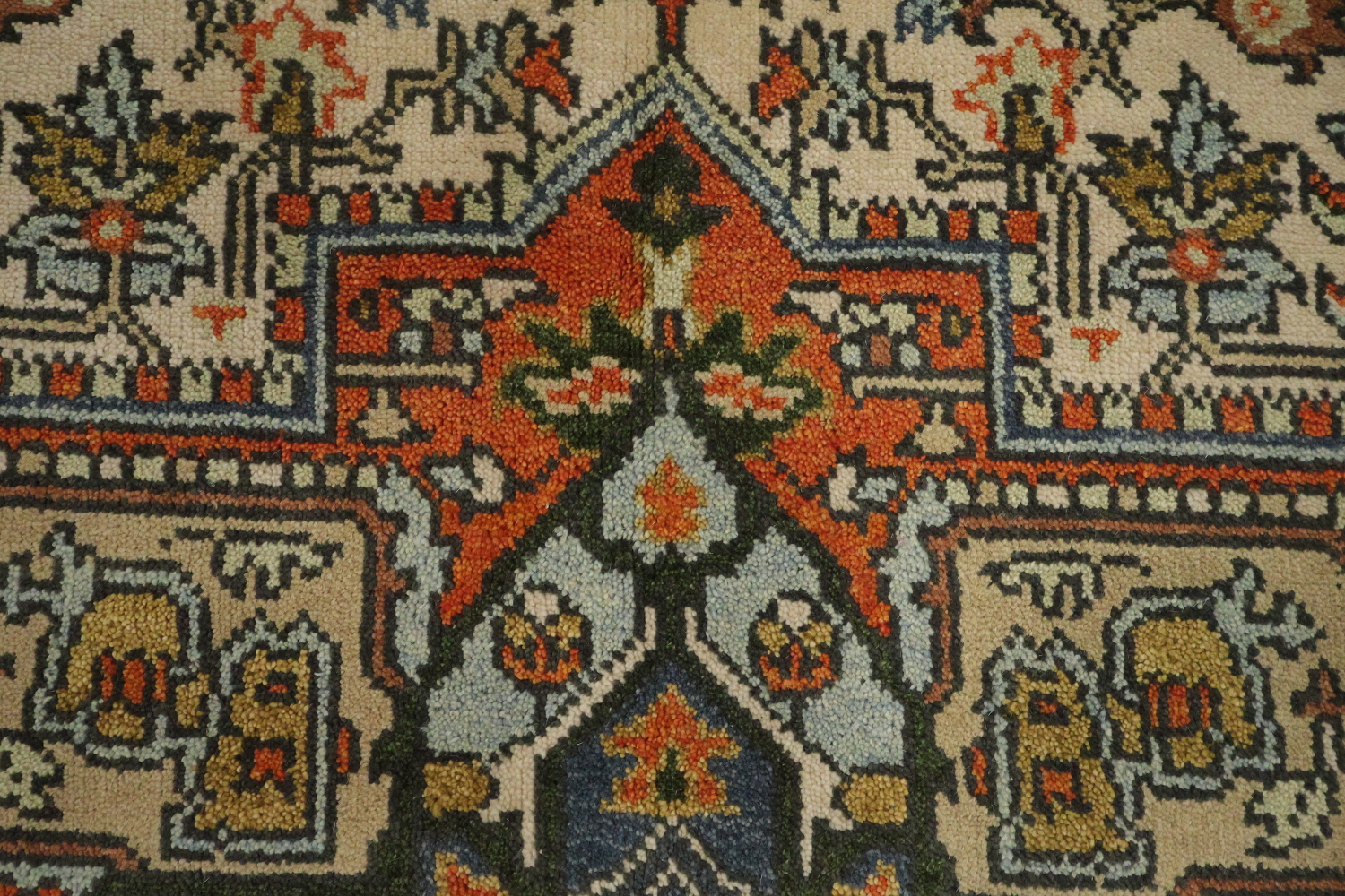 Exquisite Traditional Orange and Blue Heriz Serapi Area Rug 6'x9'