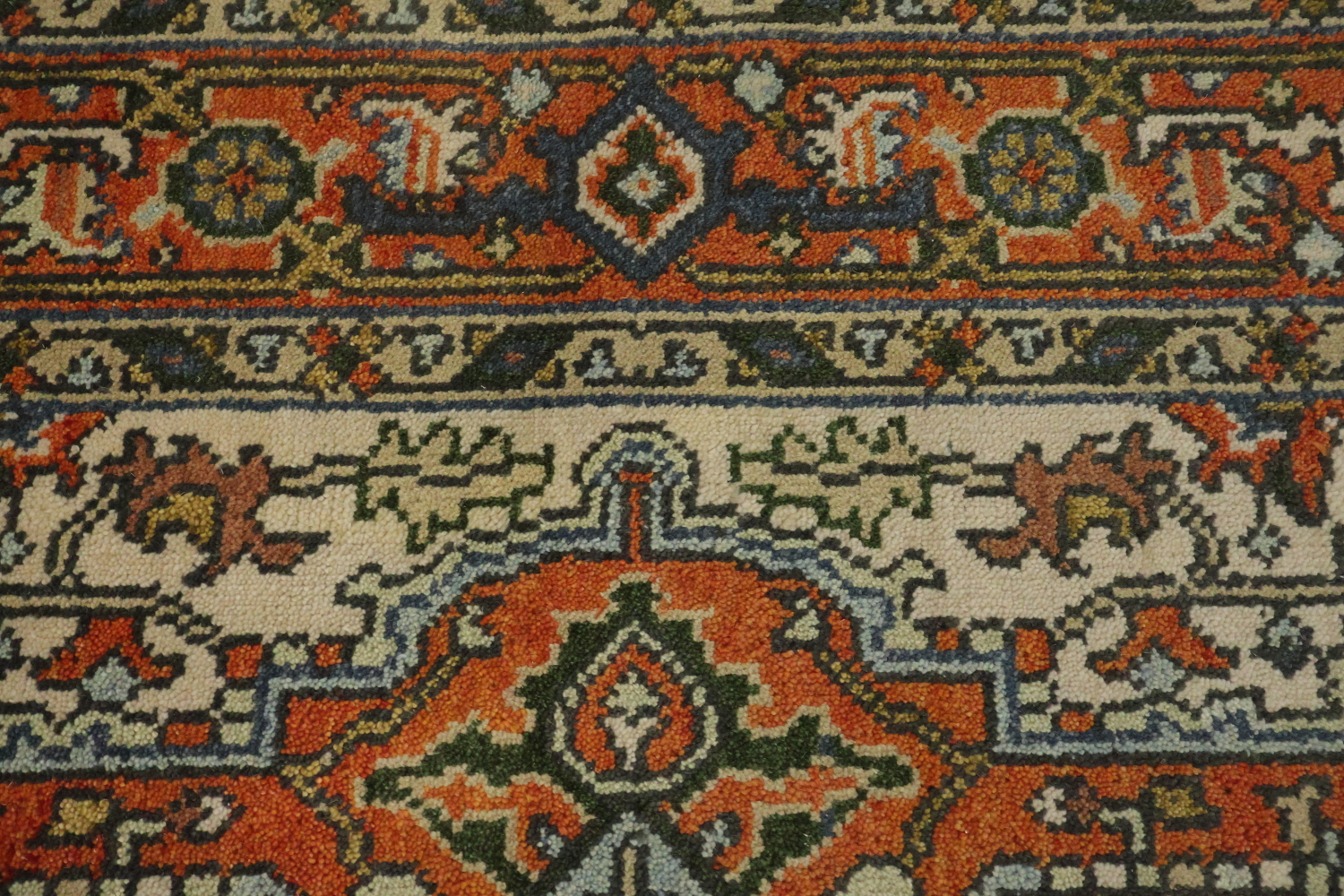 Exquisite Traditional Orange and Blue Heriz Serapi Area Rug 6'x9'