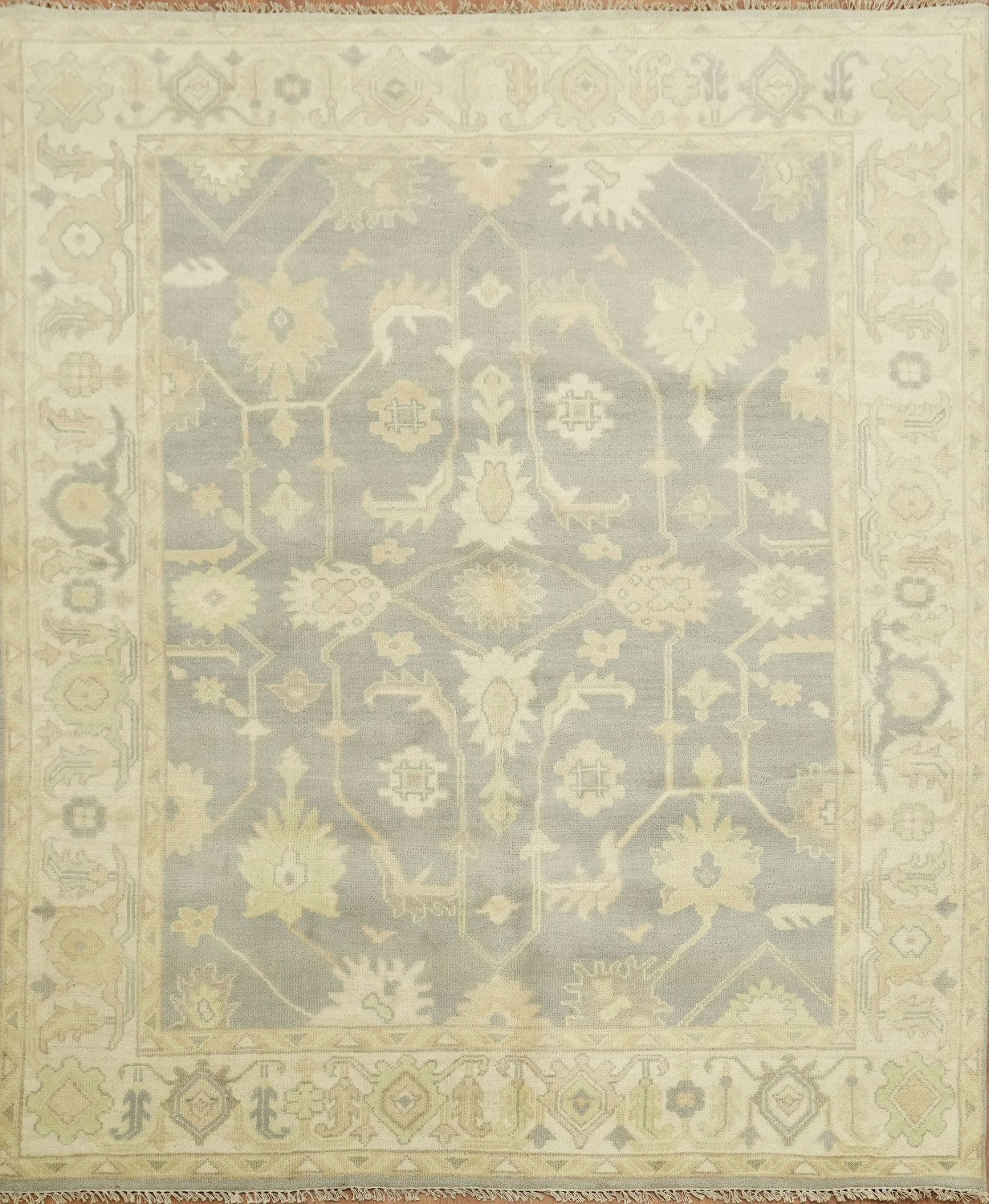 Oushak Indian Beige and Gray Rug with Timeless Design 8x10