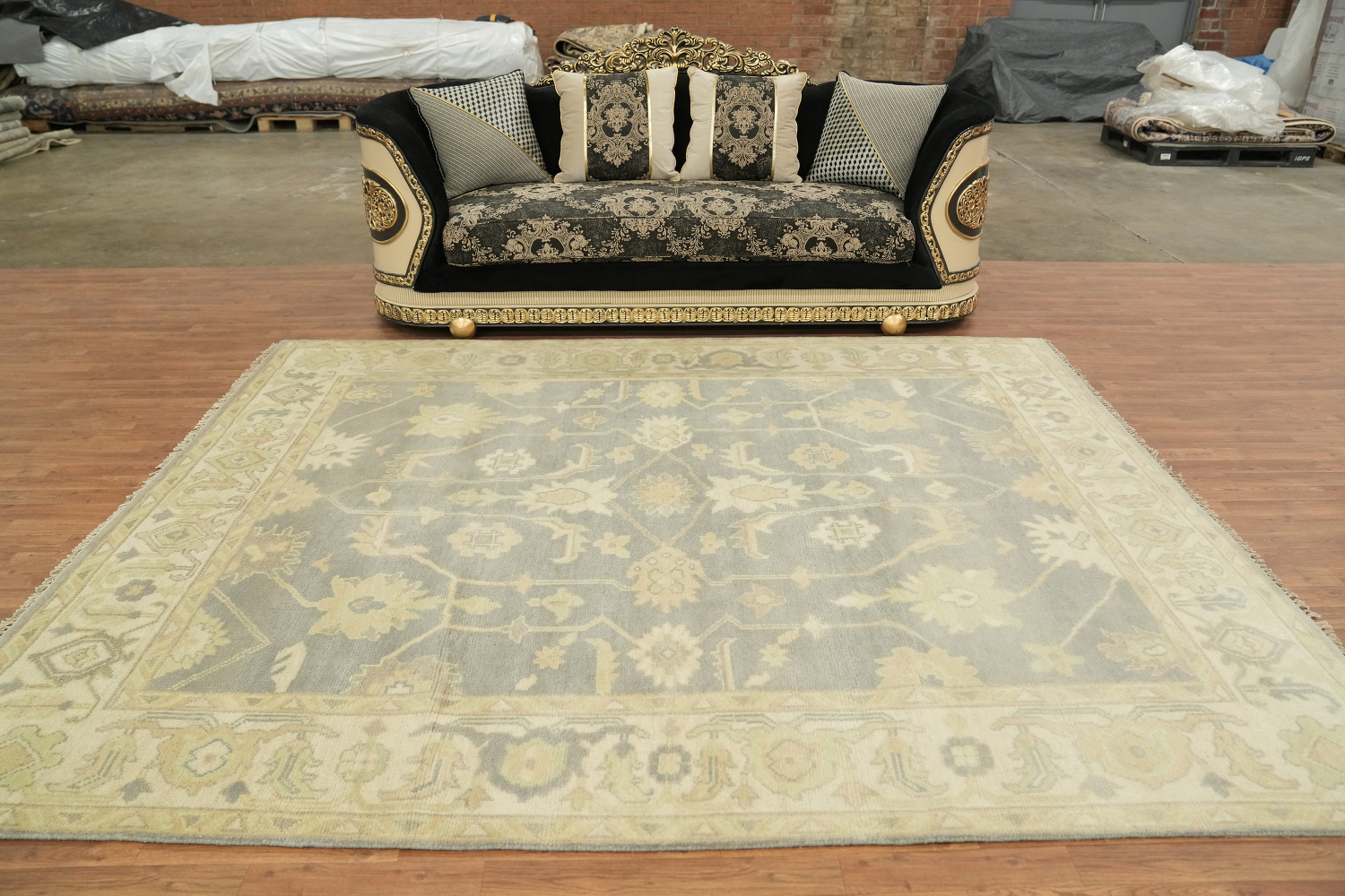 Oushak Indian Beige and Gray Rug with Timeless Design 8x10
