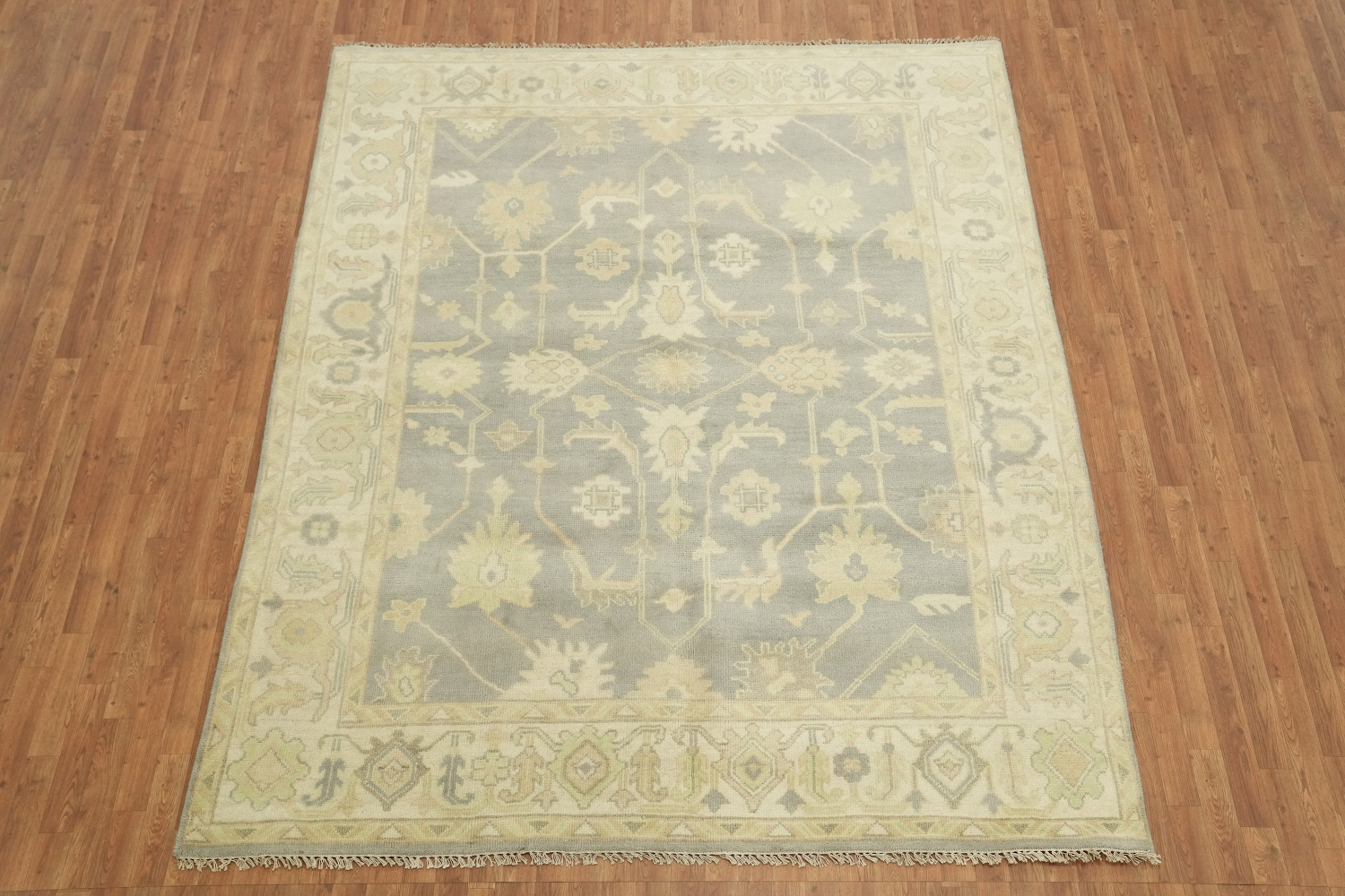 Oushak Indian Beige and Gray Rug with Timeless Design 8x10