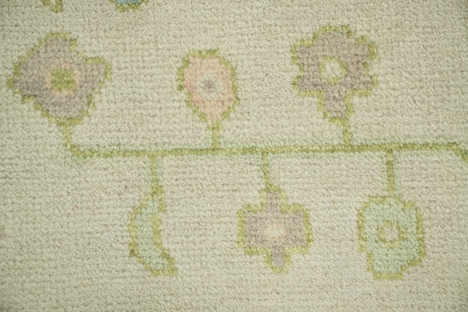 Pale Green Oushak Hand-Knotted Wool Rug Featuring Earthy Pastel Colors 8x10