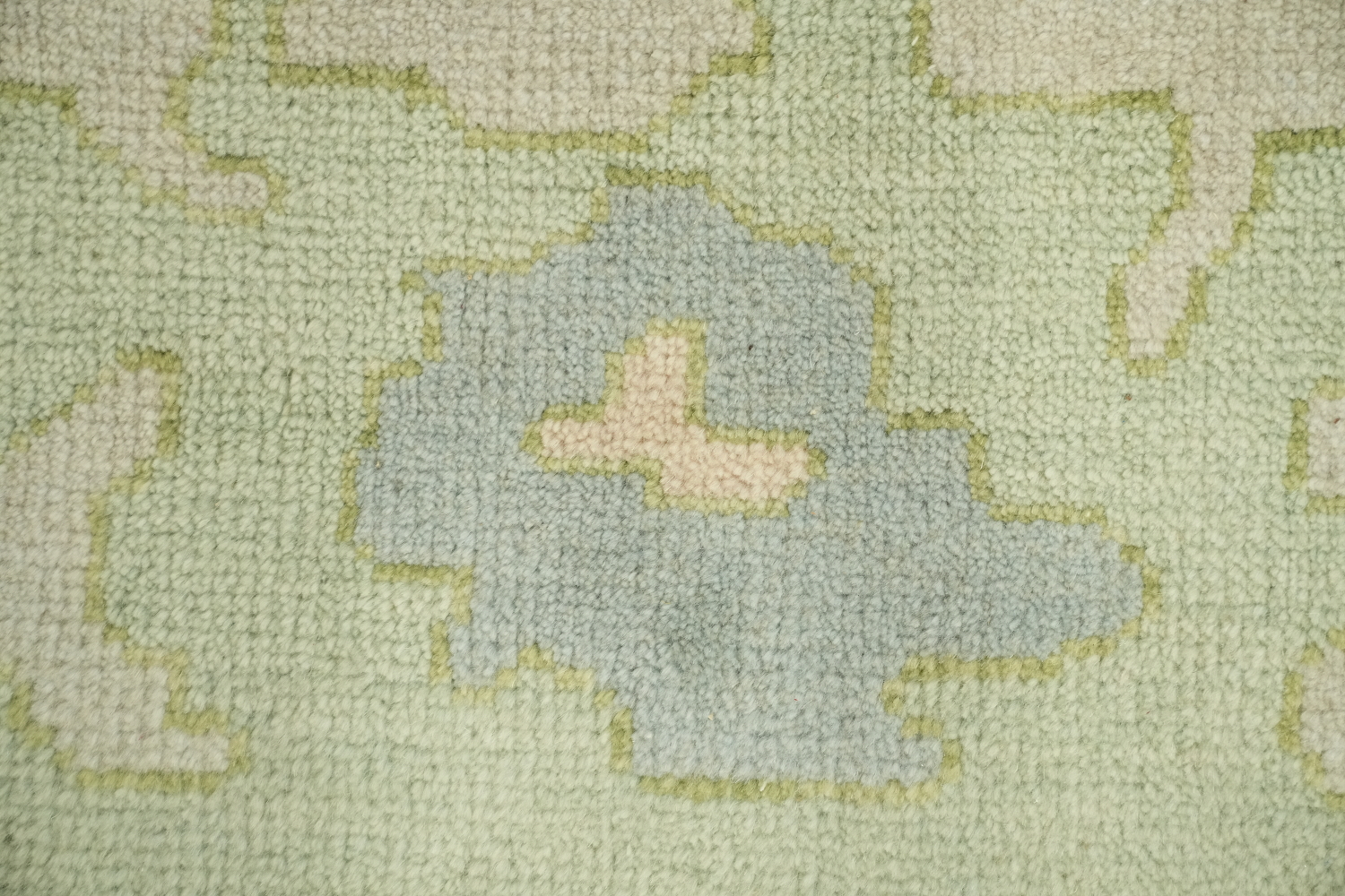 Pale Green Oushak Hand-Knotted Wool Rug Featuring Earthy Pastel Colors 8x10