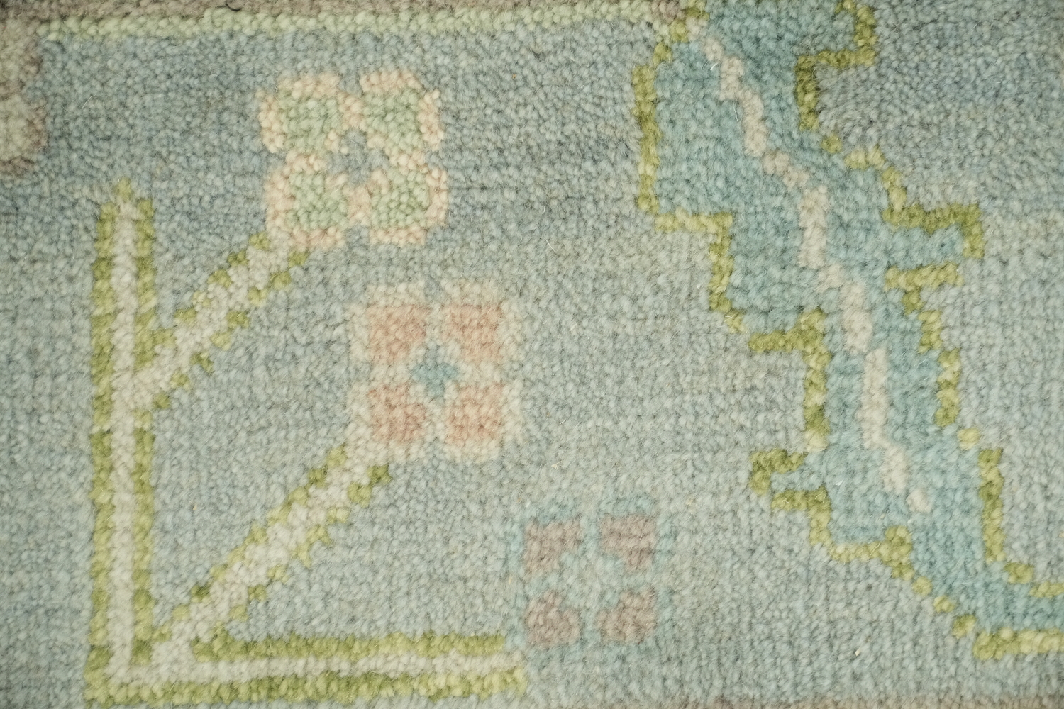 Pale Green Oushak Hand-Knotted Wool Rug Featuring Earthy Pastel Colors 8x10