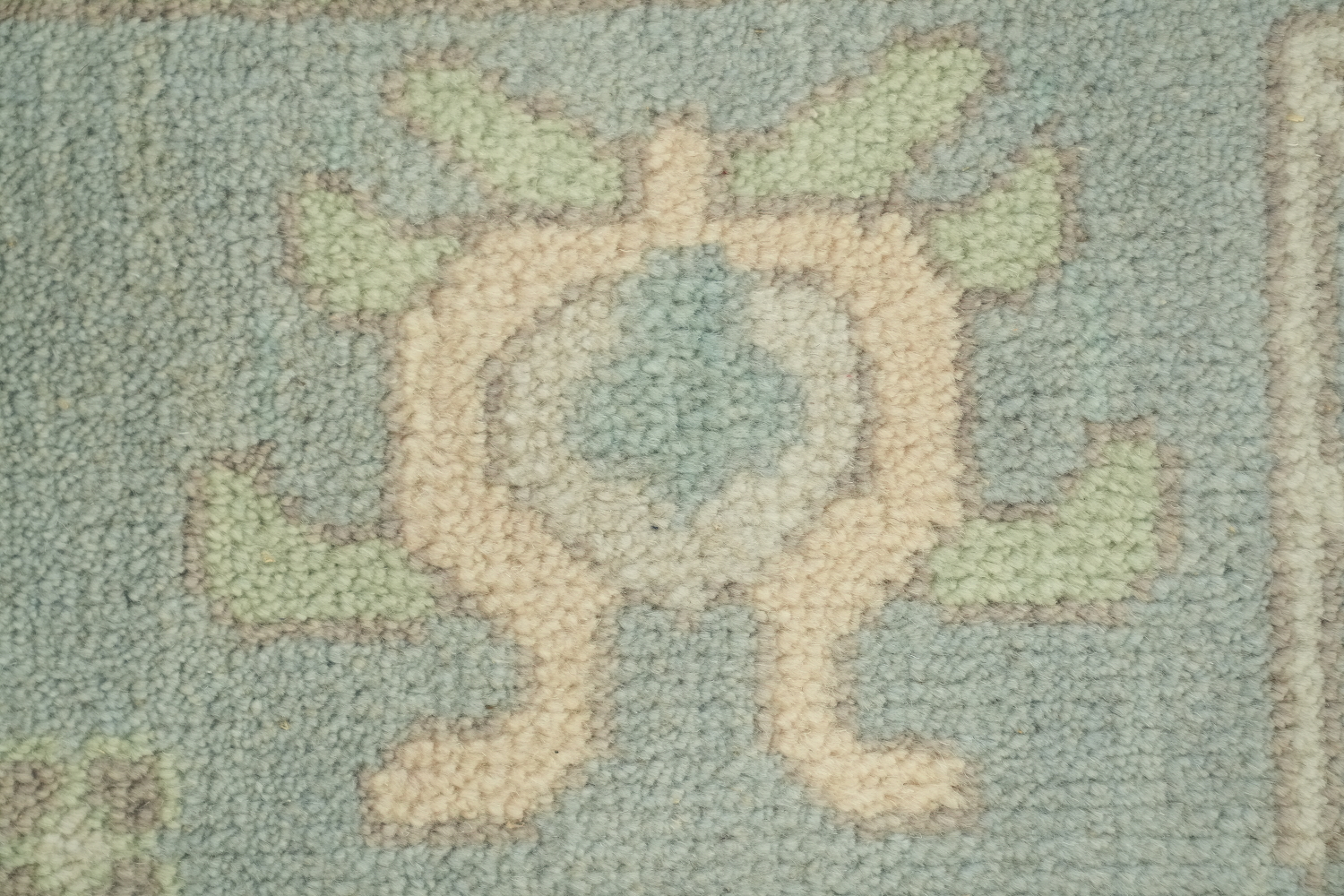 Pale Green Oushak Hand-Knotted Wool Rug Featuring Earthy Pastel Colors 8x10