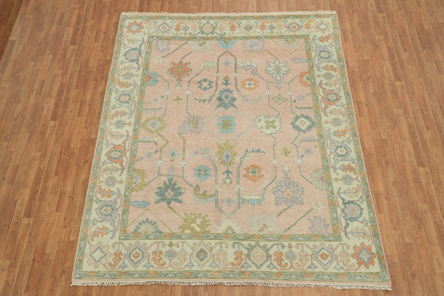 Light Pink Traditional Floral Oushak Area Rug 8'x10'