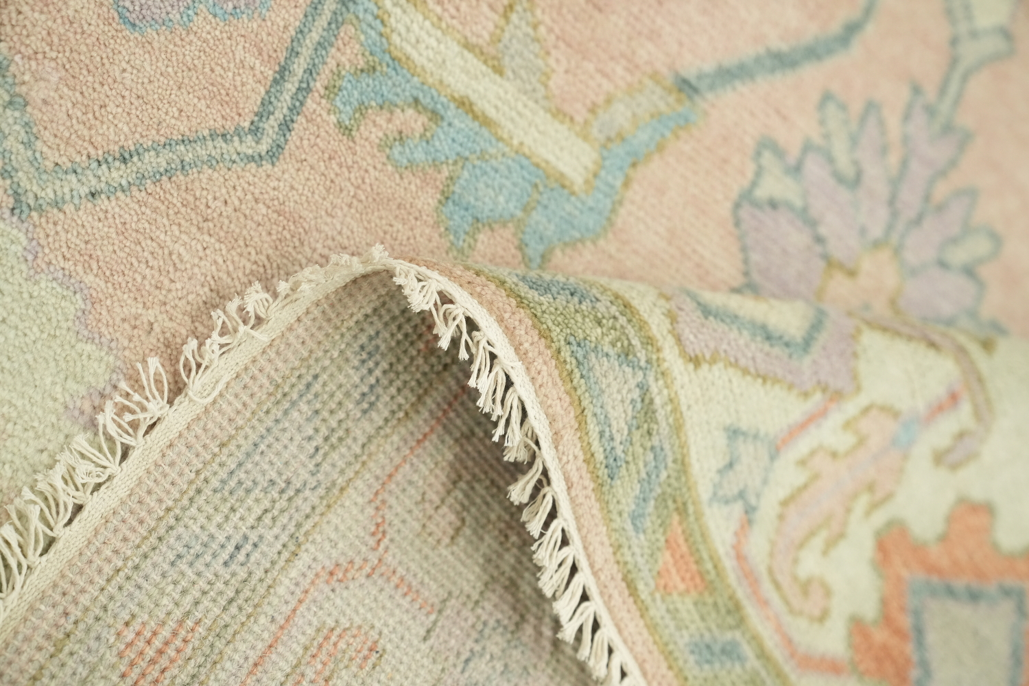 Light Pink Traditional Floral Oushak Area Rug 8'x10'