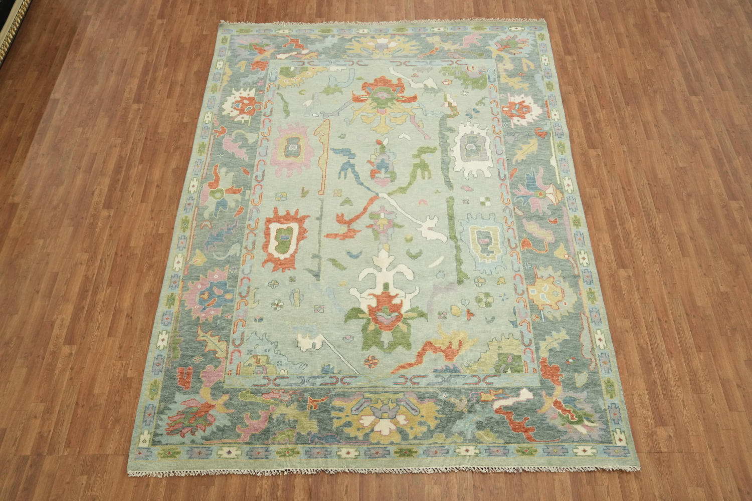 Tranquil Pastel Rug with Intricate Ornamental Design 9'x12'