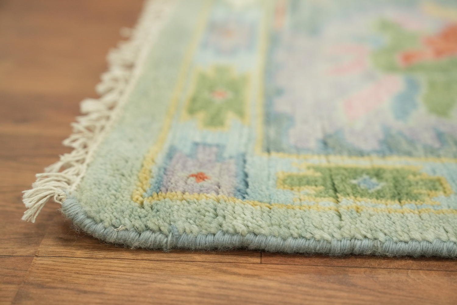 Tranquil Pastel Rug with Intricate Ornamental Design 9'x12'