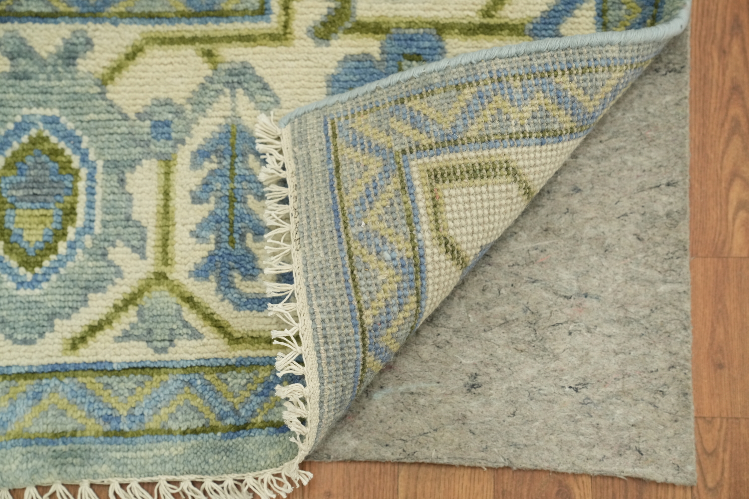 Charming Soft Blue Oushak Indian Rug with Intricate Floral Motifs 9x12 ft