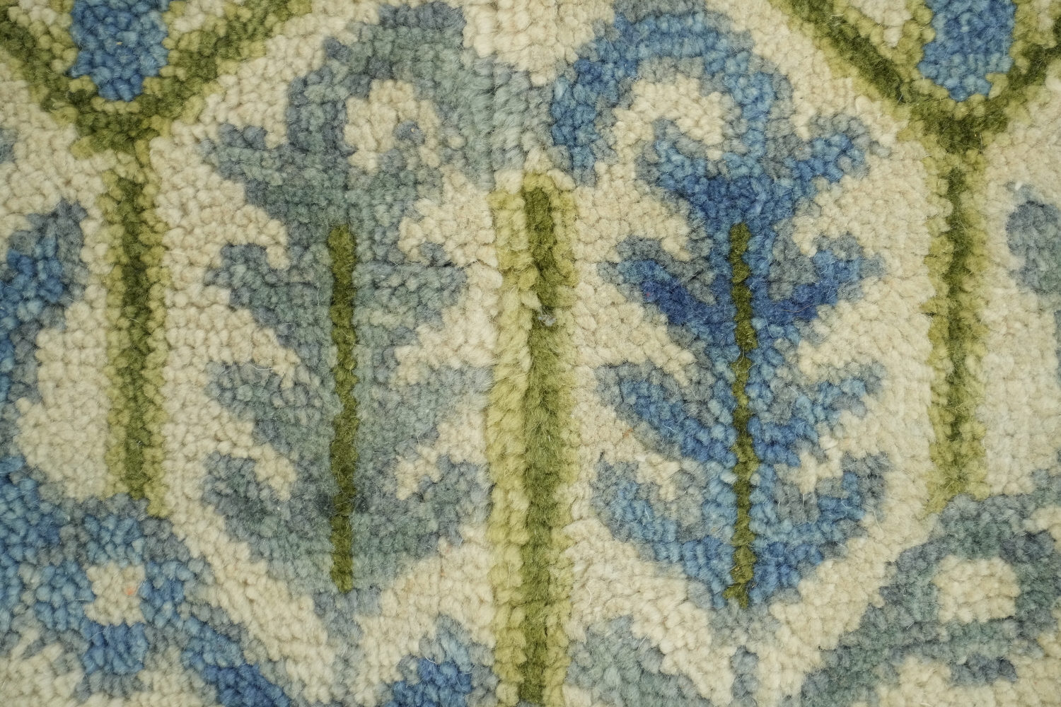 Charming Soft Blue Oushak Indian Rug with Intricate Floral Motifs 9x12 ft