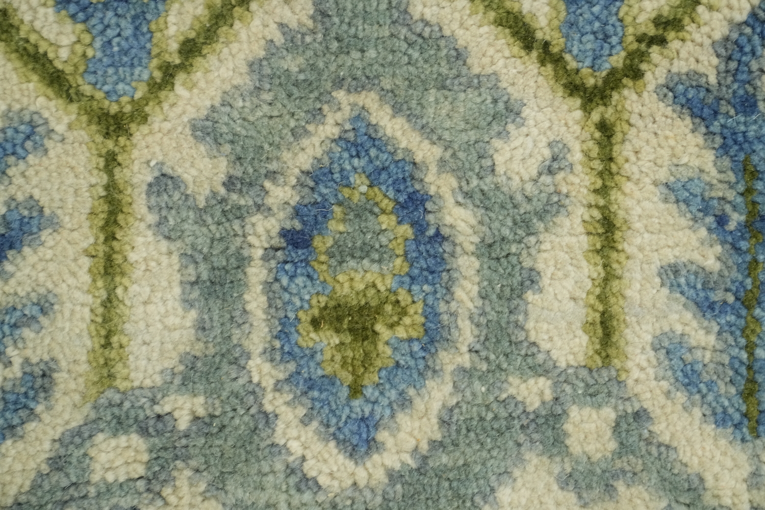 Charming Soft Blue Oushak Indian Rug with Intricate Floral Motifs 9x12 ft