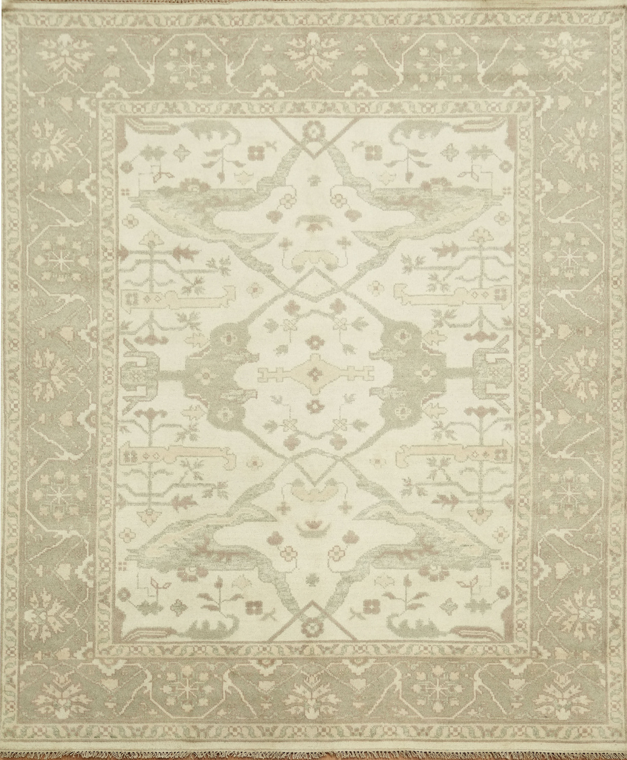 Classic Beige Toned Oushak Indian Wool Rug 8x10