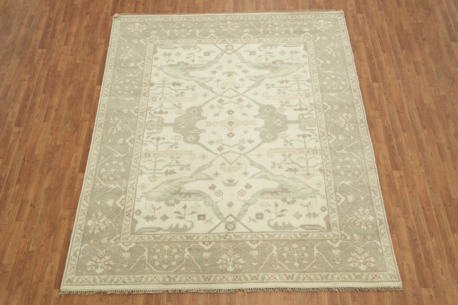 Classic Beige Toned Oushak Indian Wool Rug 8x10